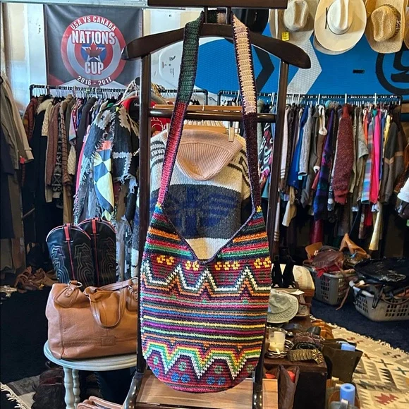 Colorful Knit Chevron Shoulder Bag - Picture 2 of 10